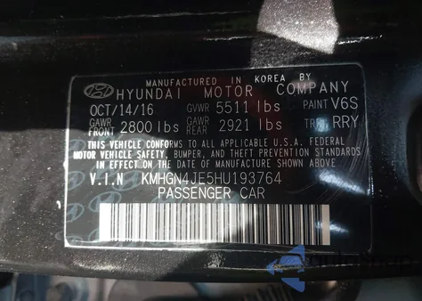 2017 Genesis G80 3.8 из США, поврежденный, VIN KMHGN4JE5HU193764